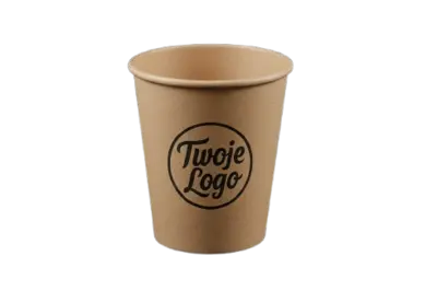 Kubek papierowy 100ml jednowarstwowy z nadrukiem kolor kraft